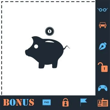 Moneybox icon flat Stock Illustration