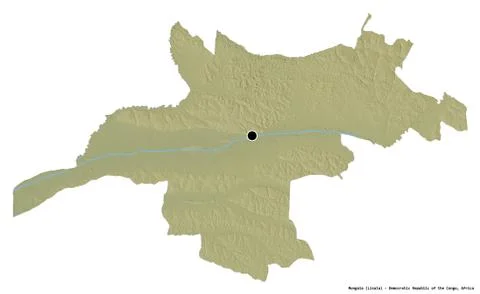Mongala, province of Democratic Republic of the Congo, on white. Relief Stock Illustration