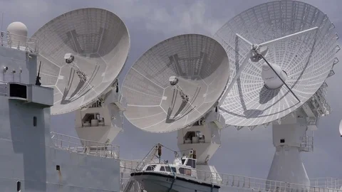Monge A-601 rocket-missile-ICBM-satellite tracking Navy vessel 2 of 12 Stock Footage 76005887