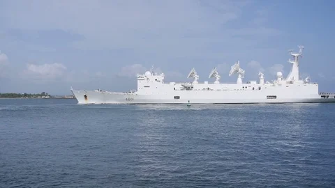 Monge A-601 rocket-missile-ICBM-satellite tracking Navy vessel 8 of 12 Stock Footage 76022281