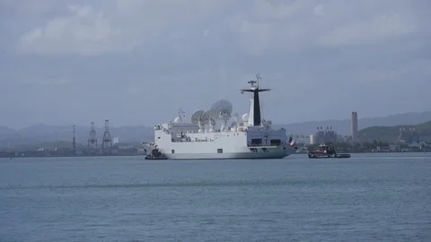Monge A-601 rocket-missile-ICBM-satellite tracking Navy vessel 11 of 12 Stock Footage 76029962