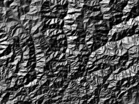 Monggar, Bhutan. Bilevel elevation map with lakes and rivers 库存插图
