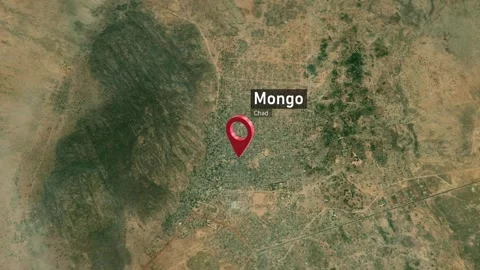 Mongo City Map Zoom (Chad) from Space to Earth Video stock 274831188