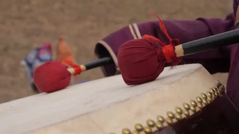 Mongol ethnic drum Stock Footage 103412815
