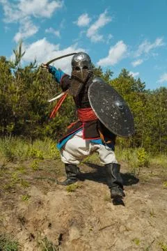 Mongol warrior in armour Stock Photos