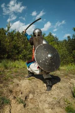 Mongol warrior in armour Stock Photos
