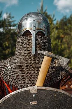 Mongol warrior in armour Foto stock