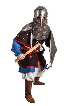 Mongol warrior in armour Foto stock