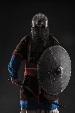 Mongol warrior in armour Stock Photos