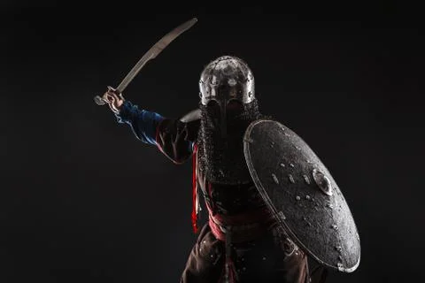 Mongol warrior in armour Foto stock
