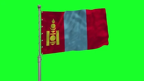 Mongolia  3D 4K Flag Realistic Waving in the Wing Insolated Green Screen Stock Footage 309922594