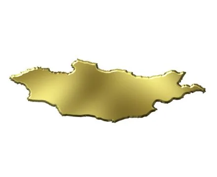 Mongolia 3d golden map Stock Illustration