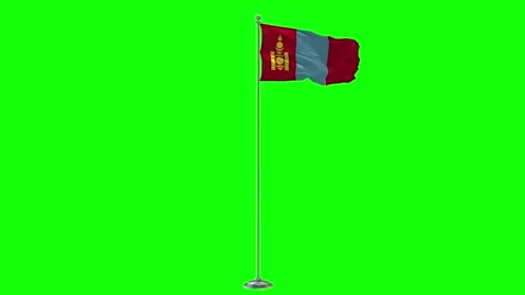 Mongolia 3D Illustration Of The Waving flag On a Pole With Chroma key Stock Footage 160863281
