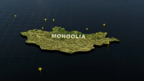 Mongolia 3D Map With Animation Stock Footage 308340776