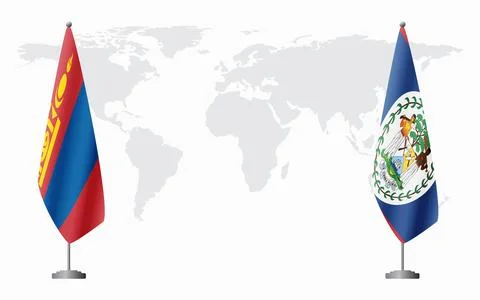 Mongolia and Belize flags for official meeting Stock Illustration