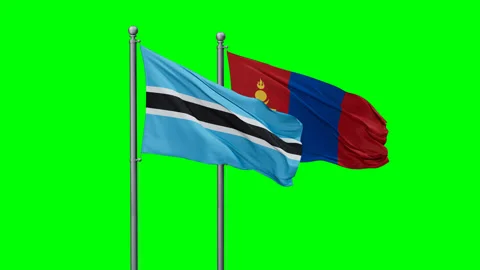 Mongolia and Botswana two flags Stock Footage 294249625