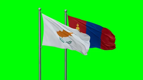 Mongolia and Cyprus two flags Stock Footage 293206411