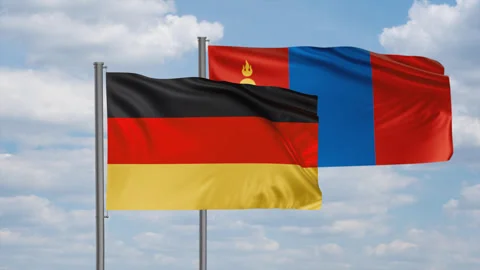Mongolia and Germany flag Stock Footage 245111260