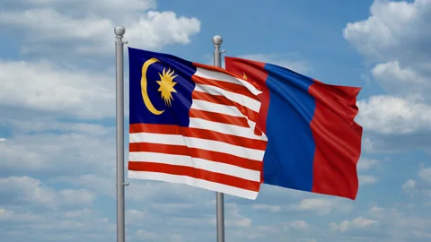 Mongolia and Malaysia two flags Stock-Footage 268686365