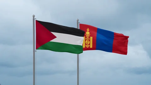 Mongolia and Palestine and Gaza Strip fl... | Stock Video | Pond5