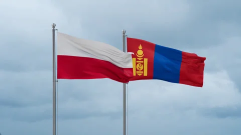 Mongolia and Poland flag Video stock 252429486