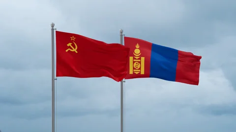 Mongolia and Soviet Union or USSR flag Stock Footage 255897235