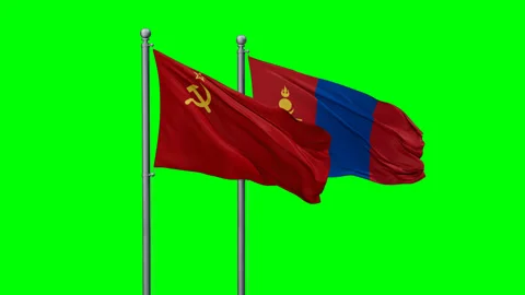 Mongolia and Soviet Union two flags Stock Footage 290067384