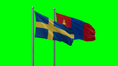 Mongolia and Sweden two flags Stock Footage 289659719