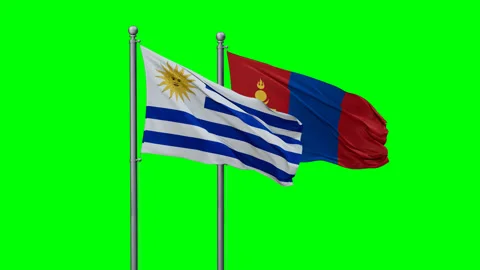 Mongolia and Uruguay two flags Stock Footage 292824418