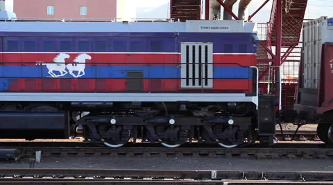 MONGOLIA CHINA TRAIN TRANSPORT COMMERCE CONTAINER Stock Footage 52894228