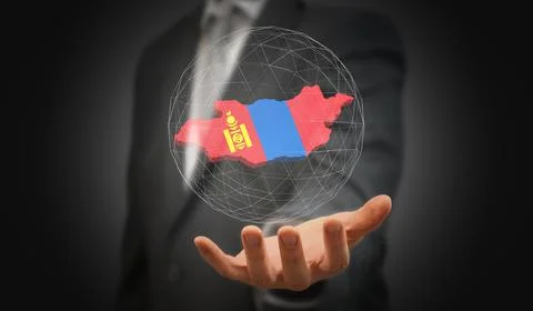 Mongolia - country shape and flag - 3D illustration Stock Illustration