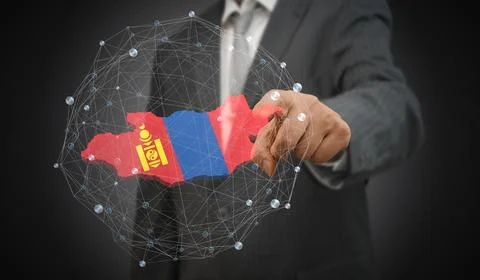 Mongolia - country shape and flag - 3D illustration Stock Illustration