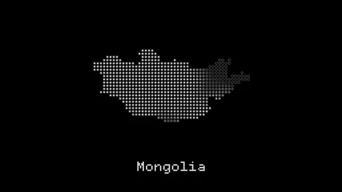 Mongolia digital dotted map revealing borders animation 库存影片 347370577