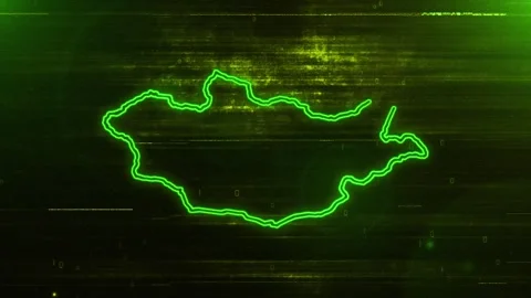 Mongolia Digital Futuristic Glitch Map Video stock 333604787