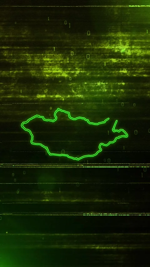 Mongolia Digital Futuristic Glitch Map Video stock 334593526