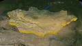 Mongolia extruded. Blue Marble. 4k or 4k+ Resolution