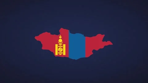Mongolia Flag Animated Map Digital Modern Blue Background Stock Footage 326221325
