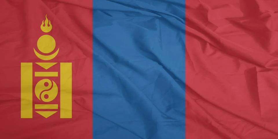 Mongolia Flag blowing in the soft air Stock Photos