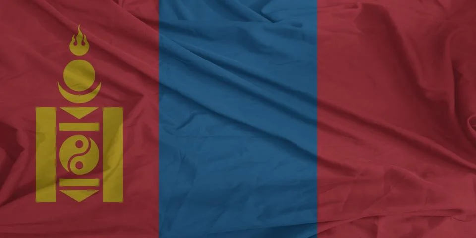 Mongolia Flag blowing softly in the wind Stock Photos