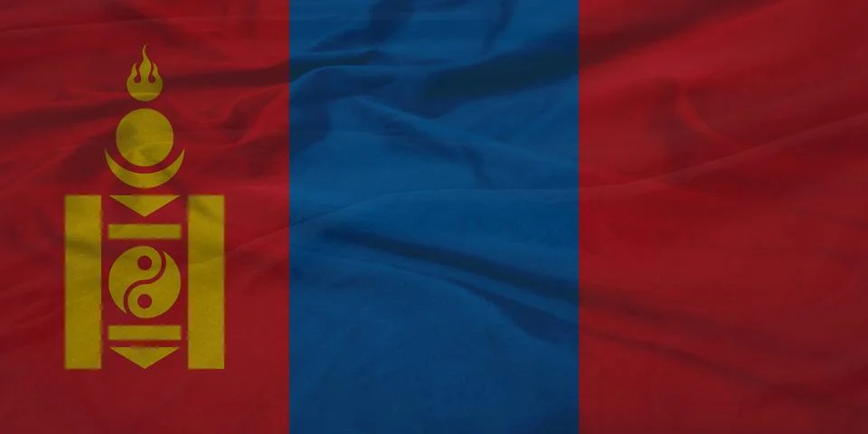 Mongolia    Flag breeze flutter texture Stock Photos