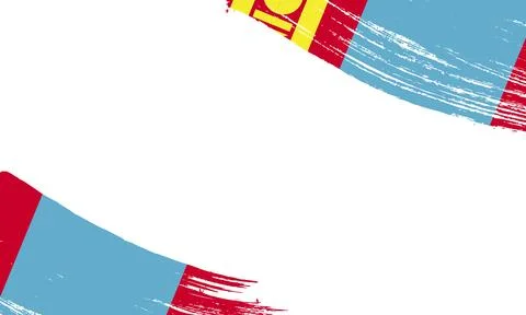 Mongolia Flag with Brush Stroke Effect, Grunge brush stroke. Watercolor pai.. Stock Illustration