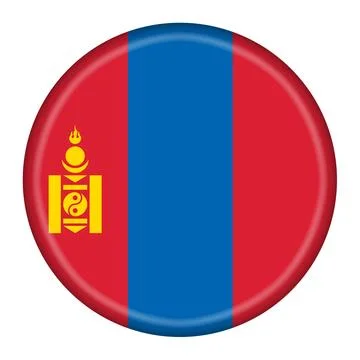 Mongolia flag button 3d illustration with clipping path Stock Illustration