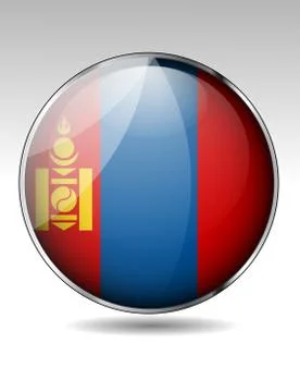 Mongolia flag button Stock Illustration