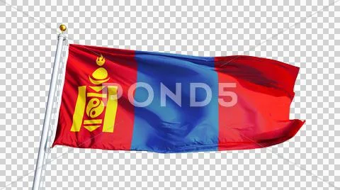Mongolia flag, close up, isolated with alpha channel Stock Photos