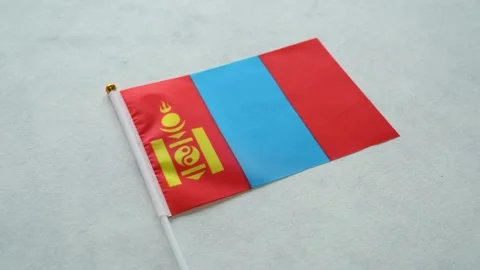 Mongolia flag close up on isolated background. Concept Mongolian country flag. Stock Footage 344084339