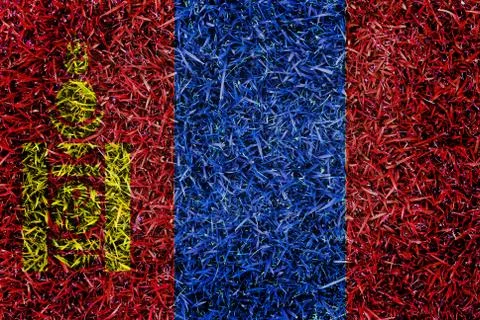 Mongolia flag color grass texture background Stock Illustration