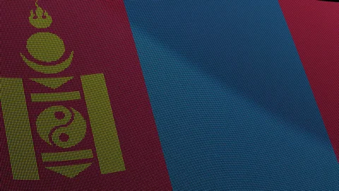 Mongolia Flag Digital Particle Waving Seamless Loop Animation on Black Back.. Stock Footage 339303114