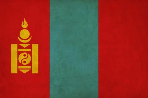 Mongolia flag drawing ,grunge and retro flag series Stock Illustration