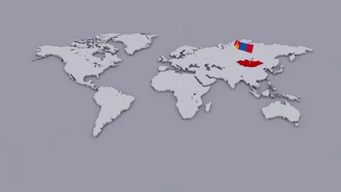 Mongolia Flag On Extruded World Map Stock Footage 346290063