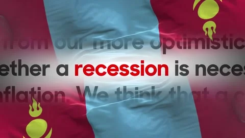 Mongolia flag - Flag on loop of economic news articles Stock Footage 293718379